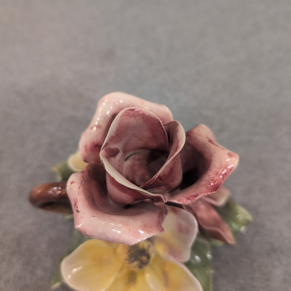 Himark Italy Ceramic Floral Figurine Rose Candle Holder Hand Painted Vintage - Picture 8 of 10